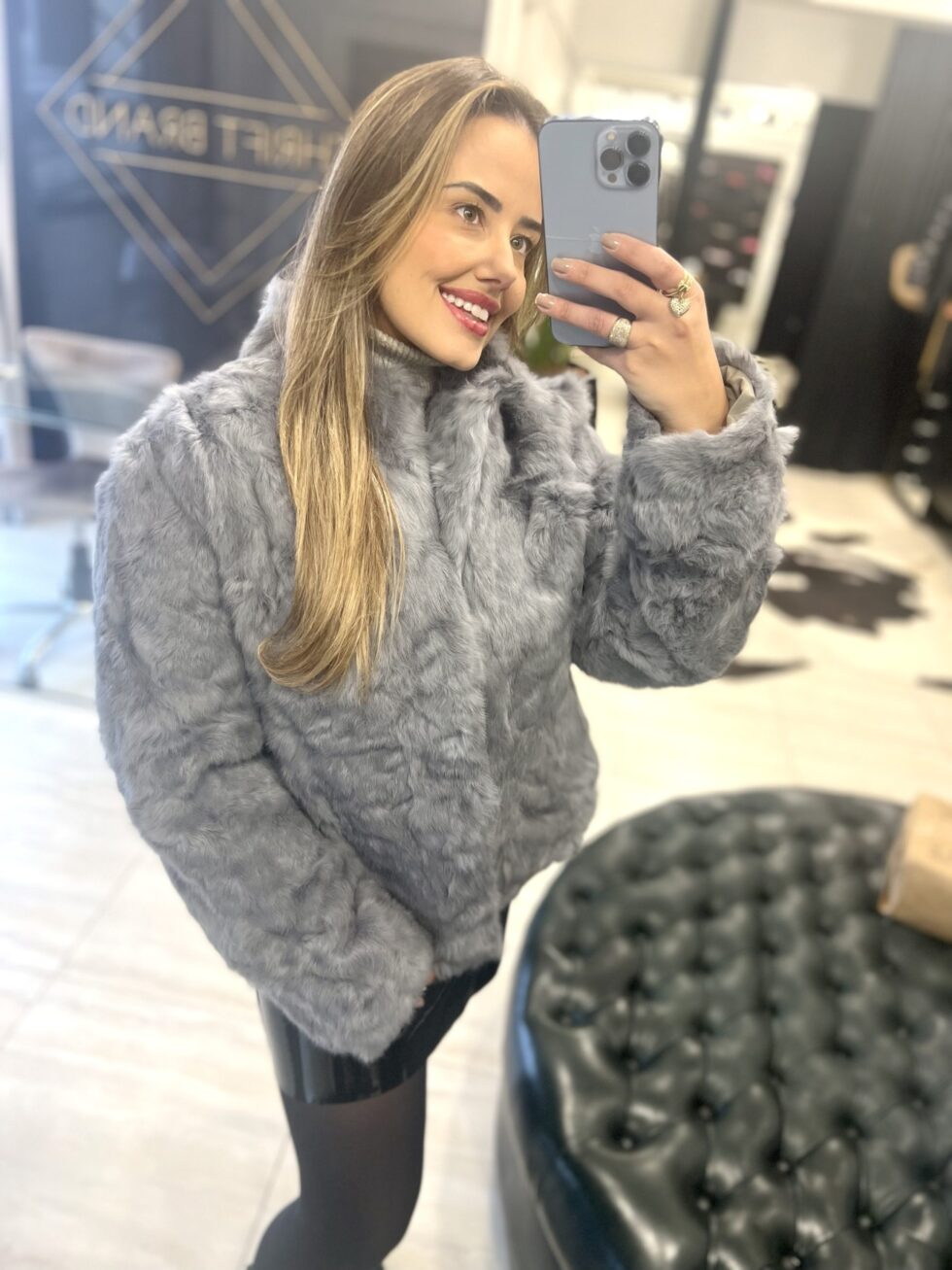 Casaco de Pele Tradicional - Cinza - Imagem 2