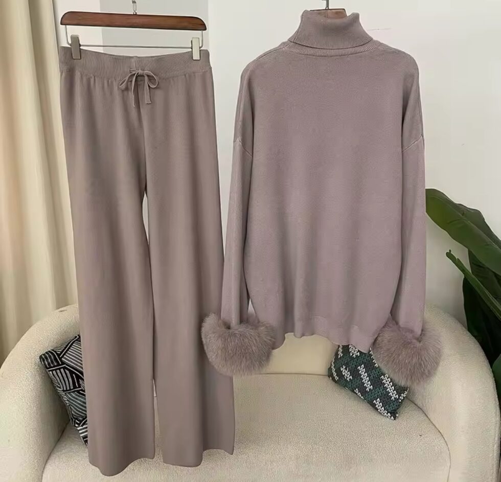 Conjunto Cashmere com Pele Punhos e Calça Soltinha - Imagem 2