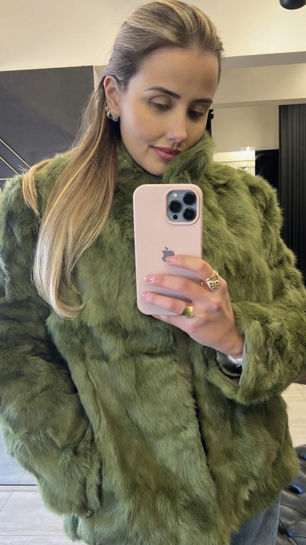 Casaco de Pele Tradicional - Verde Oliva