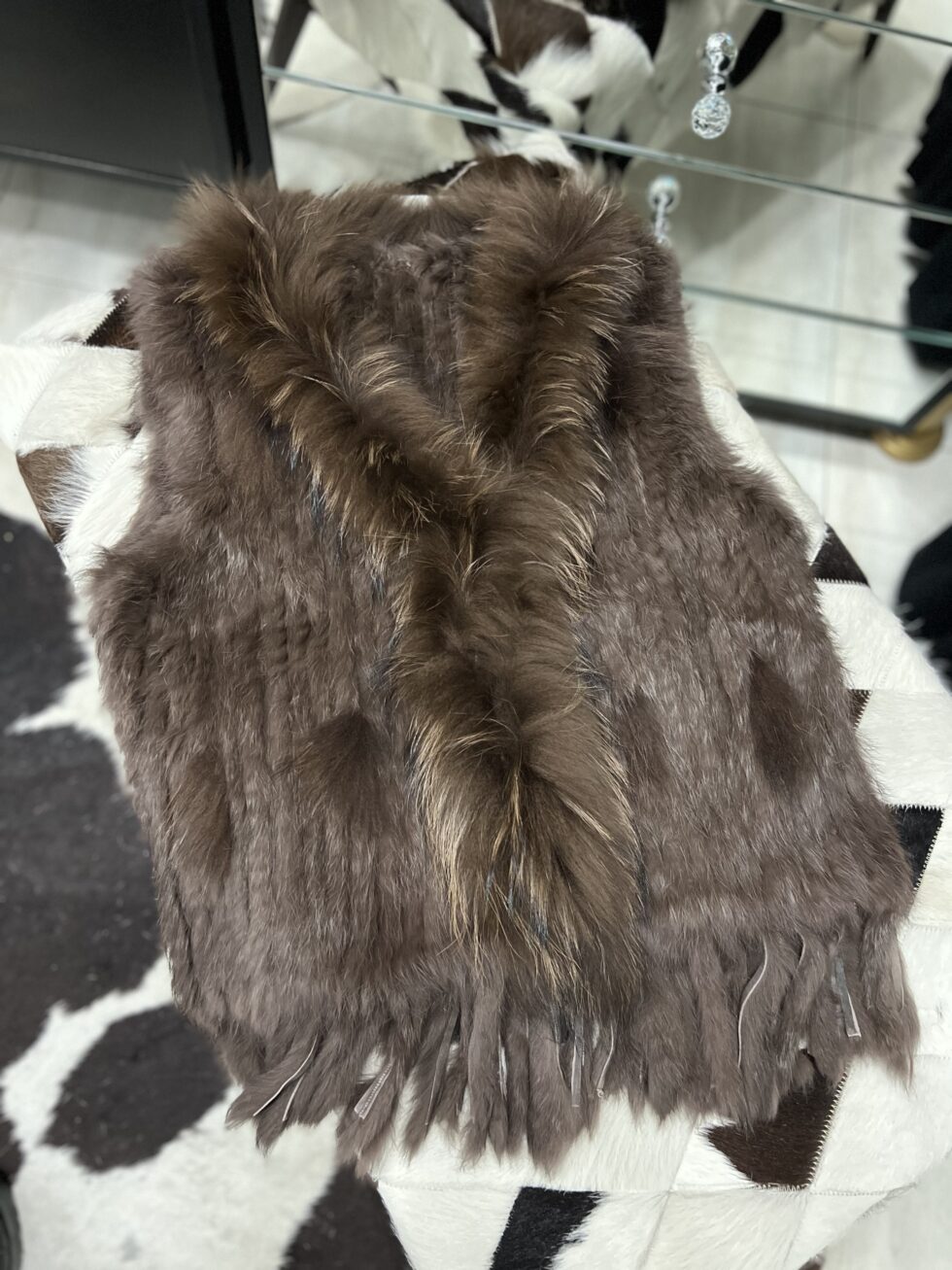 Colete de Pele Tramado - Marrom Café