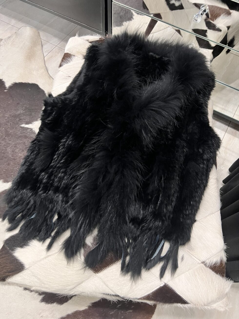 Colete de Pele Tramado - Preto