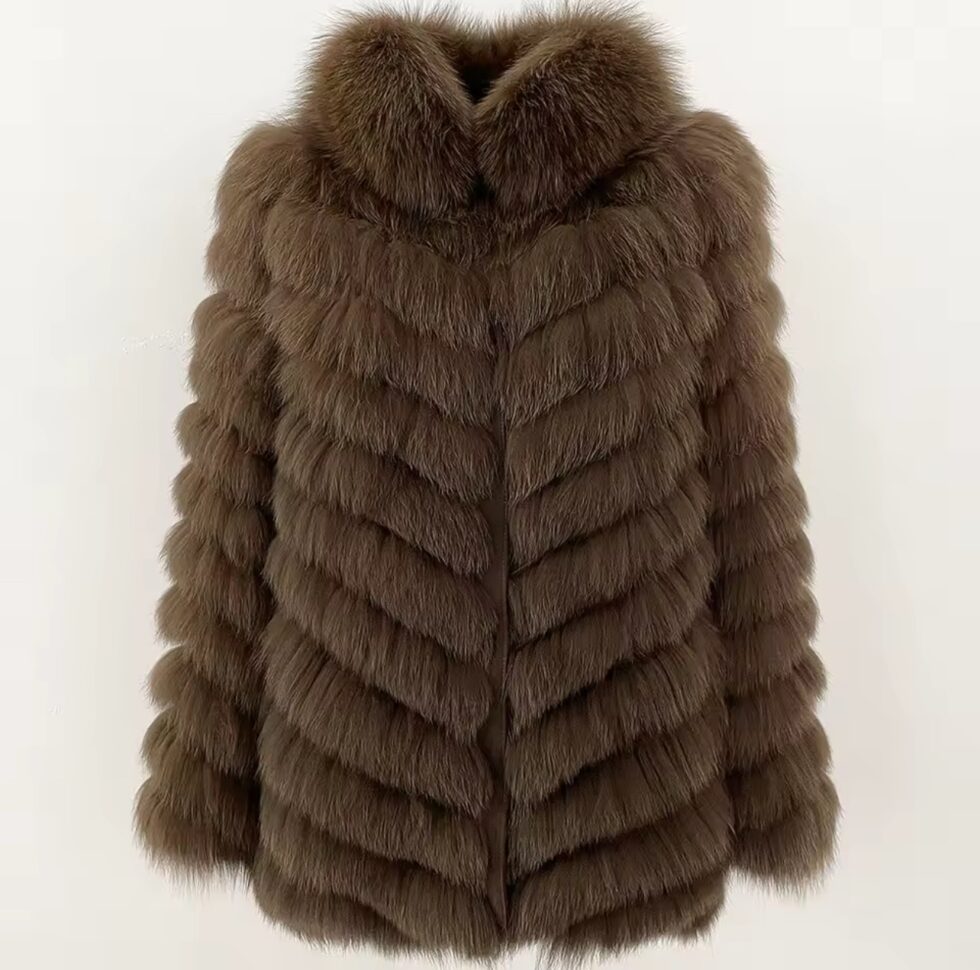 Casaco de Pele Reversível 3/4 - Marrom