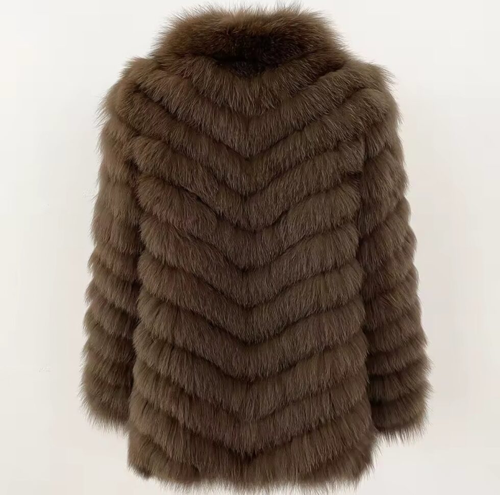 Casaco de Pele Reversível 3/4 - Marrom - Imagem 2