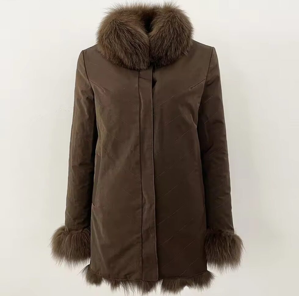 Casaco de Pele Reversível 3/4 - Marrom - Imagem 3