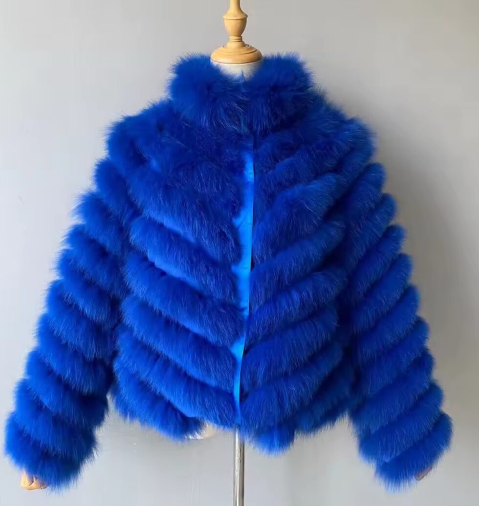 Casaco de Pele Reversível - Azul Bic