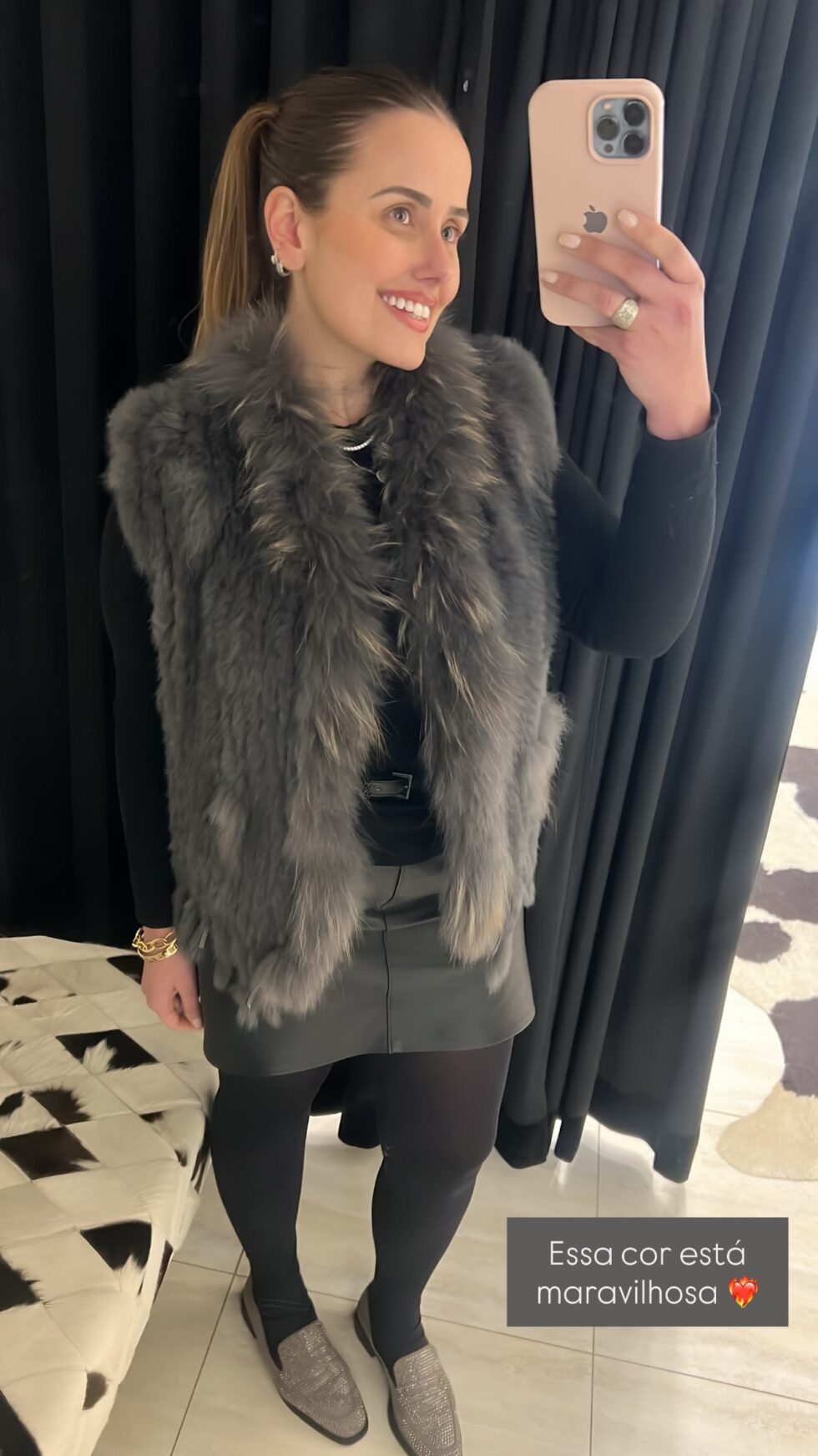 Colete de pele Cinza - Tamanho único - Imagem 2