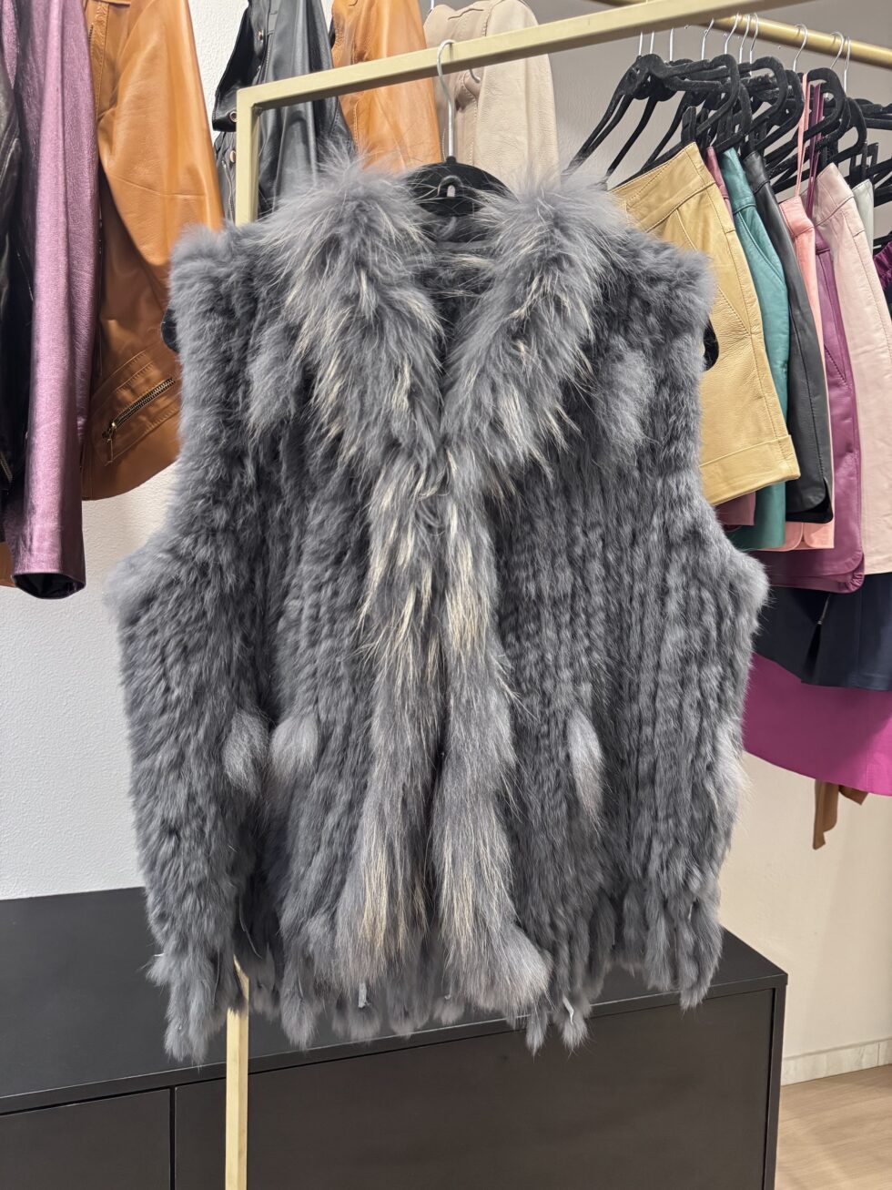 Colete de pele Cinza - Tamanho único